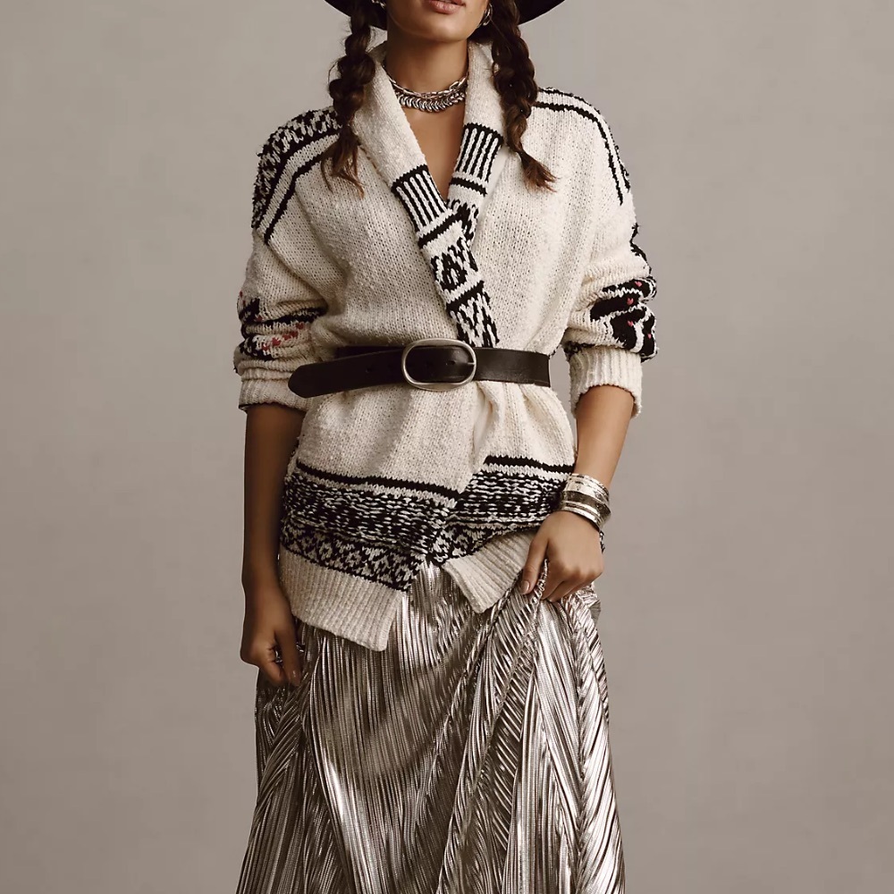 Pilcro x Anthropologie Slouchy Waves Open Front Cardigan Sweater - Picture 3 of 7
